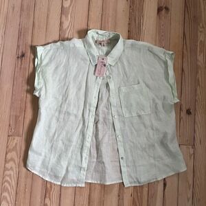 NWT Philosophy Republic Clothing Women's Linen Button Up Shirt Soft‎ Mint Medium